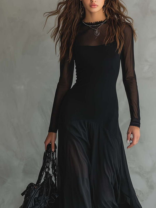 Lunaria | Vestido Largo de Tul Negro con Encanto Etéreo